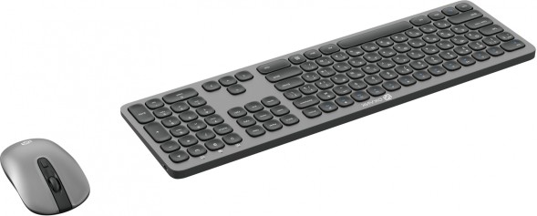 Клавиатура + мышь Оклик 300M клав:серый мышь:серый/черный USB беспроводная slim (1488402)