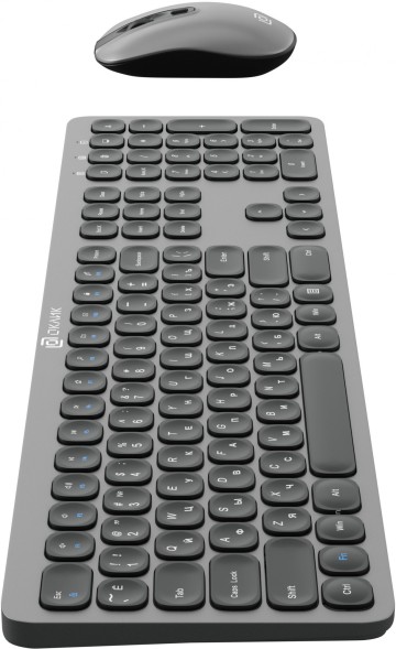 Клавиатура + мышь Оклик 300M клав:серый мышь:серый/черный USB беспроводная slim (1488402)