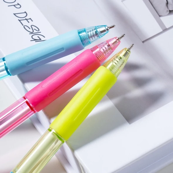 Ручка шариков. автоматическая Deli EQ057-BL ассорти d=0.7мм син. черн. кор.карт. резин. манжета