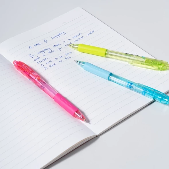 Ручка шариков. автоматическая Deli EQ057-BL ассорти d=0.7мм син. черн. кор.карт. резин. манжета