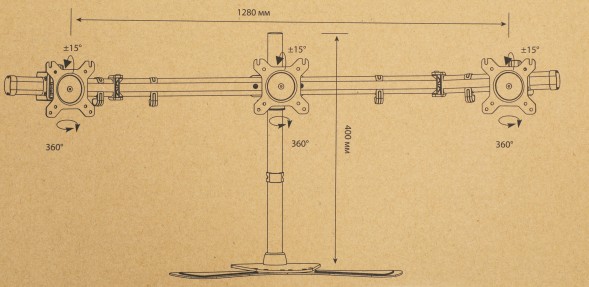 Кронштейн для мониторов Cactus CS-VM-MP330S-BK черный 15&amp;quot;-24&amp;quot; макс.8кг настольный наклон