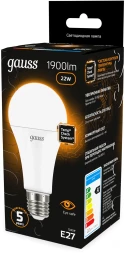 Лампа светодиодная Gauss A70 22Вт цок.:E27 груша 220B св.свеч.бел.теп. (упак.:10шт) (102502122)