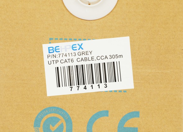 Кабель сетевой UTP 4 пары cat6 solid 0.55мм CCA molded 305м серый