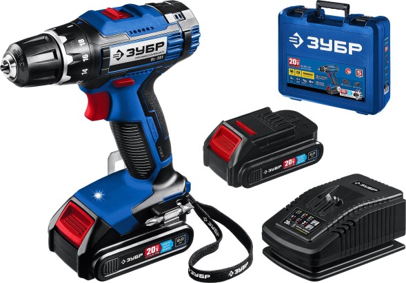 Дрель-шуруповерт Зубр DL-201-22 аккум. патрон:быстрозажимной (кейс в комплекте)