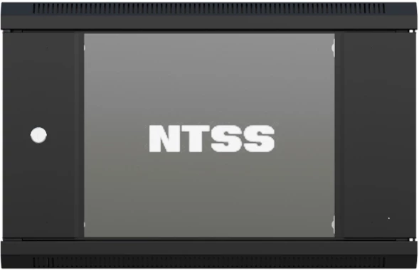 Шкаф коммутационный NTSS (NTSS-W6U6060GS-BL) настенный 6U 570x600мм пер.дв.стекл 60кг черный 500мм 18.8кг 220град. 370мм IP20 сталь