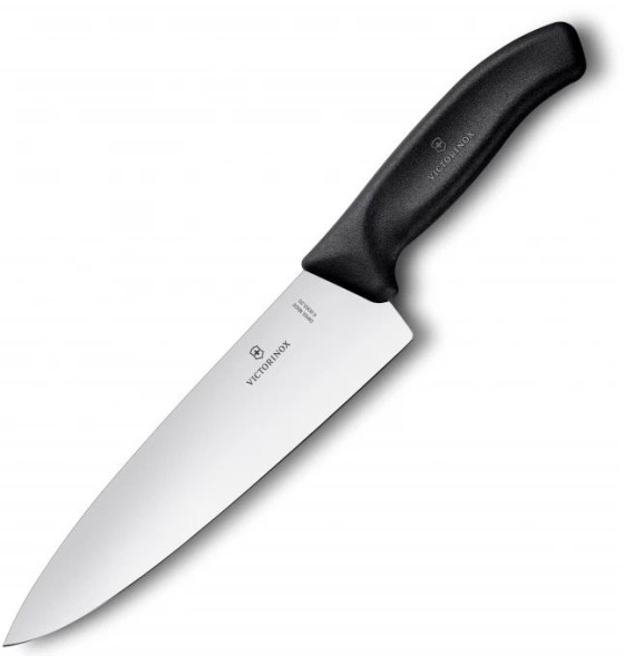 Нож кухонный Victorinox Swiss Classic (6.8063.20B) стальной разделочный лезв.200мм прямая заточка черный блистер