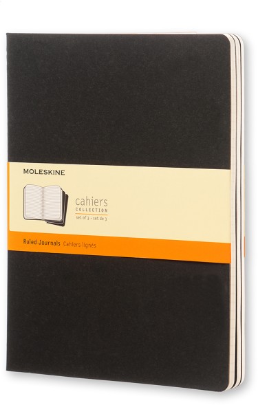 Блокнот Moleskine CAHIER JOURNAL QP321 XLarge 190х250мм обложка картон 120стр. линейка черный (3шт)