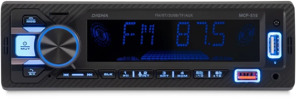 Автомагнитола Digma MCP-515 1DIN 4x45Вт v5.0 USB 2.0 AUX 4 ПДУ