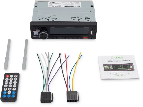 Автомагнитола Digma MCP-515 1DIN 4x45Вт v5.0 USB 2.0 AUX 4 ПДУ
