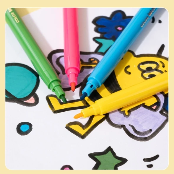 Фломастеры Deli EC165-18 Colorwow круг. пулевидный пиш. наконечник Вентилируемый смываемые 18цв. (18шт.)