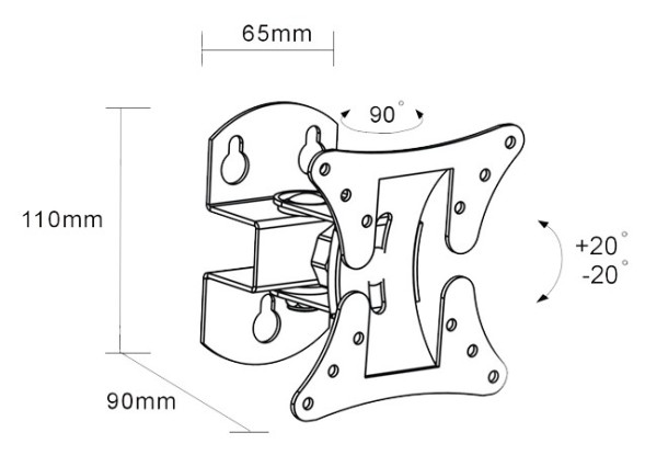 Кронштейн для телевизора Arm Media LCD-101 черный 10&amp;quot;-26&amp;quot; макс.30кг настенный поворот и наклон