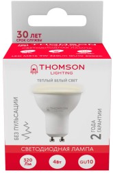Лампа светодиодная Thomson TH-B2103 4Вт цок.:GU10 рефлек. 220B 3000K св.свеч.бел.теп. MR16 (упак.:1шт)