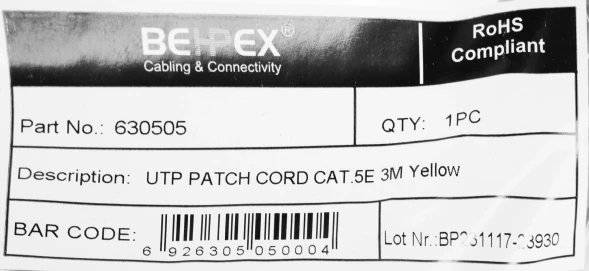 Патч-корд cat5E molded 3м желтый RJ-45 (m)-RJ-45 (m)