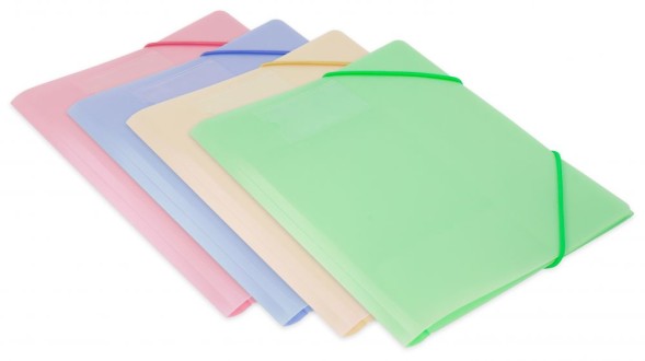 Папка на резинке Бюрократ Gems GEMPR05AZURE A4 пластик кор.30мм 0.5мм голубой топаз карман для визитки