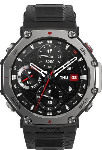 Смарт-часы Amazfit T-Rex 3 A2323 48.5мм 1.5&amp;quot; AMOLED корп.темно-серый рем.темно-серый разм.брасл.:145-210мм (6970100374896)