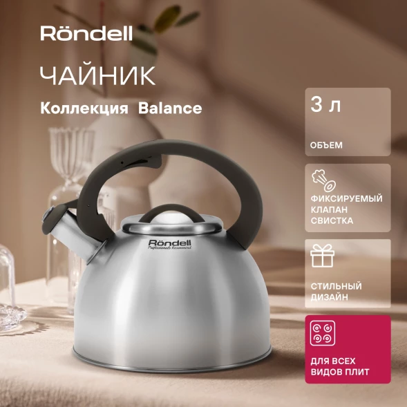 Чайник металлический Rondell Balance RDS-434 3л. стальной