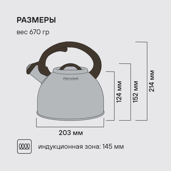 Чайник металлический Rondell Balance RDS-434 3л. стальной