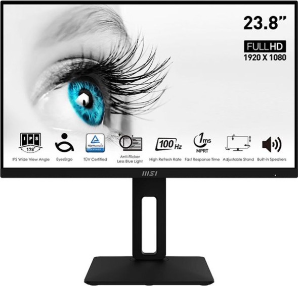 Монитор MSI 23.8&amp;quot; Pro MP242AP черный IPS LED 1ms 16:9 HDMI M/M HAS Piv 300cd 178гр/178гр 1920x1080 100Hz VGA DP FHD 3.3кг