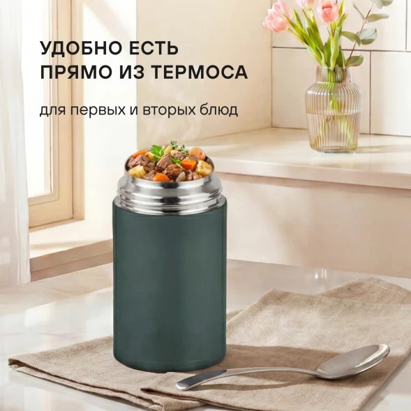 Термос для еды Rondell Aventura RDS-1660 0.7л. морская волна с чехлом картонная коробка