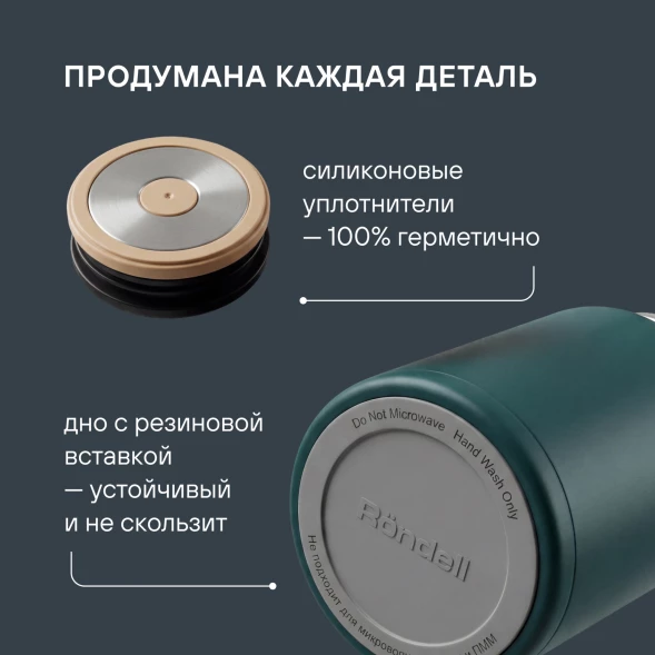 Термос для еды Rondell Aventura RDS-1660 0.7л. морская волна с чехлом картонная коробка