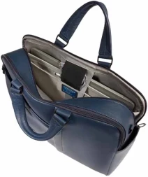 Деловая сумка мужская Piquadro Russel CA6026W137/BLU с отделением для ноутбука 15.6" синяя натур.кожа