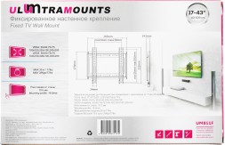 Кронштейн для телевизора Ultramounts UM811F черный 17&amp;quot;-43&amp;quot; макс.35кг настенный фиксированный