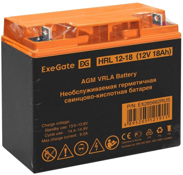 Батарея для ИБП Exegate EX285662 12В 18Ач