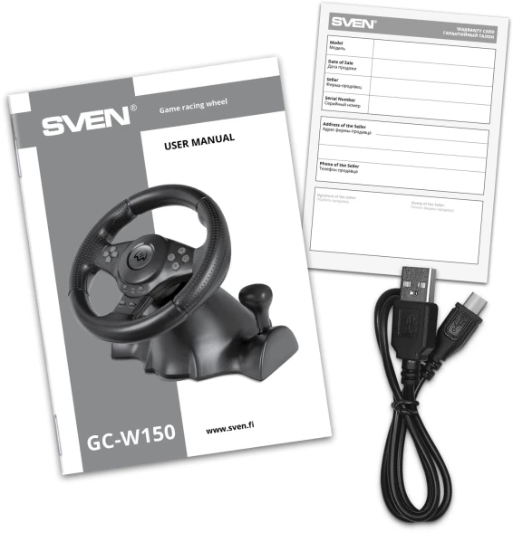Руль Sven GC-W150 16кноп. (с педалями) черный