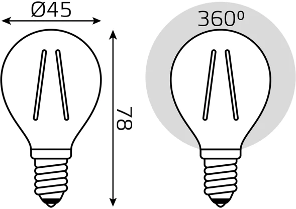 Лампа филам. Gauss Filament 10Вт цок.:E14 шар 220B св.свеч.бел.нейт. (упак.:10шт) (52120)