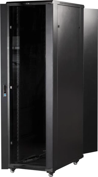 Шкаф коммутационный Lanmaster Business (TWT-CBB-18U-6X10-P1) напольный 18U 600x1000мм пер.дв.перфор. задн.дв.перфор.2-хст. 2 бок.пан. 800кг черный 926мм IP20