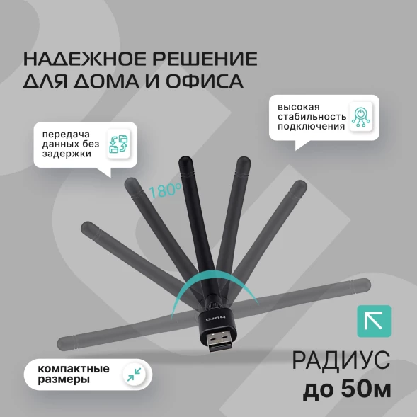 Адаптер USB Buro BU-BT40C BT4.0+EDR class 1 100м черный