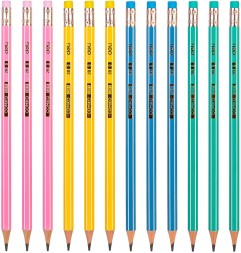 Карандаш ч/г Deli EC011-2B Comiko 2B шестигран. липа ассорти кор.европод. (12шт) ластик