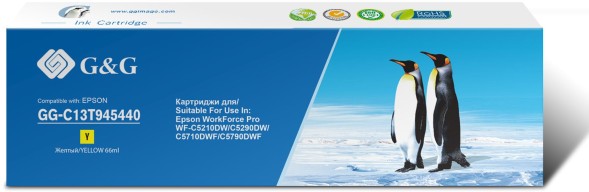 Картридж струйный G&amp;amp;G GG-C13T945440 Т9454 желтый (66мл) для Epson WorkForce Pro WF-C5290DW/C5790DW