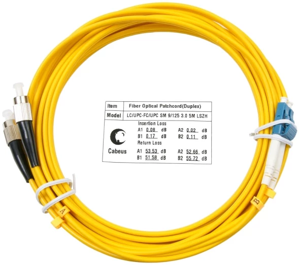 Патч-корд Cabeus FOP(D)-9-LC-FC-5M 2x9/125 OS2 LC дуплекс-FC дуплекс 5м LSZH желтый