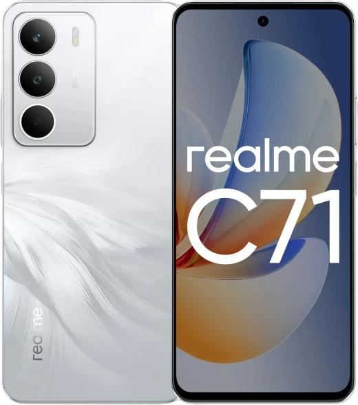 Смартфон Realme RMX5303 C71 128Gb 8Gb белый моноблок 3G 4G 2Sim 6.67&amp;quot; 720x1604 Android 15 50Mpix 802.11 a/b/g/n/ac NFC GPS GSM900/1800 GSM1900 FM