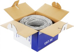 Кабель информационный Lanmaster NM-UTP5E2PR-CU кат.5E U/UTP 2X2 PVC внутренний 305м серый