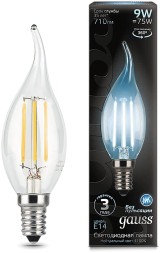Лампа светодиодная Gauss Filament 9Вт цок.:E14 свеча 220B 4100K св.свеч.бел.нейт. CF35 (упак.:1шт) (104801209)