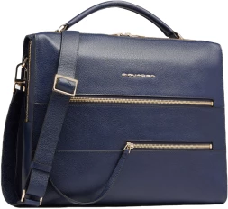 Деловая сумка женская Piquadro Patricia CA4098W140/BLU с отделением для ноутбука 14&amp;quot; синяя натур.кожа