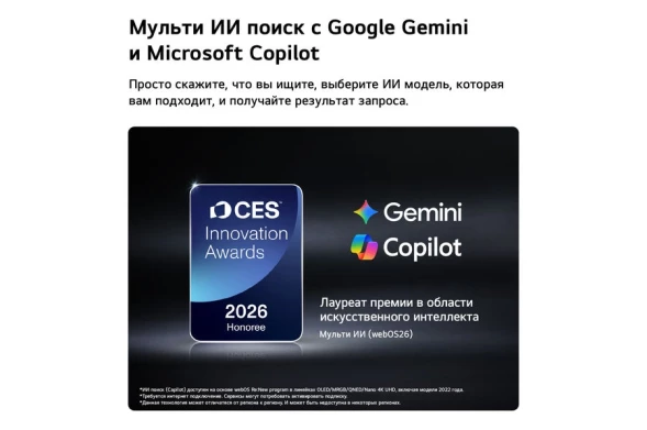 Телевизор OLED LG 65&amp;quot; OLED65G6RLA.ARU атласное серебро 4K Ultra HD 120Hz DVB-T2 DVB-C DVB-S2 USB WiFi Smart TV (RUS)