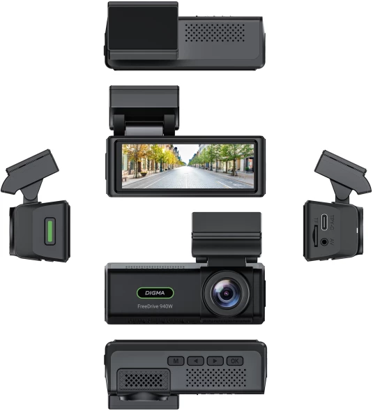 Видеорегистратор Digma FreeDrive 940W черный 8Mpix 2160x3840 170гр. Allwinner