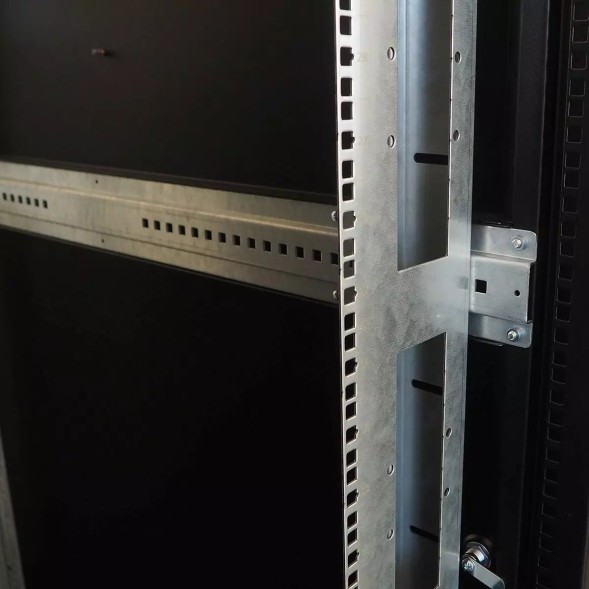 Шкаф серверный ЦМО (ШТК-М-42.8.12-48АА-9005) напольный 42U 800x1200мм пер.дв.перфор. задн.дв.перфор.2-хст. направл.под закл.гайки 1200кг черный 1055мм 176кг 180град. 2030мм IP20 металл