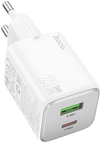 Сетевое зар./устр. Hoco N41 Almighty White 20W 3A (PD+QC+AFC) USB-A/Type-C универсальное белый