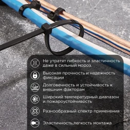 Стяжка пластиковая Rexant 87-0201 200x3.6мм (упак:100шт) нейлон внешний (-60/+85) черный