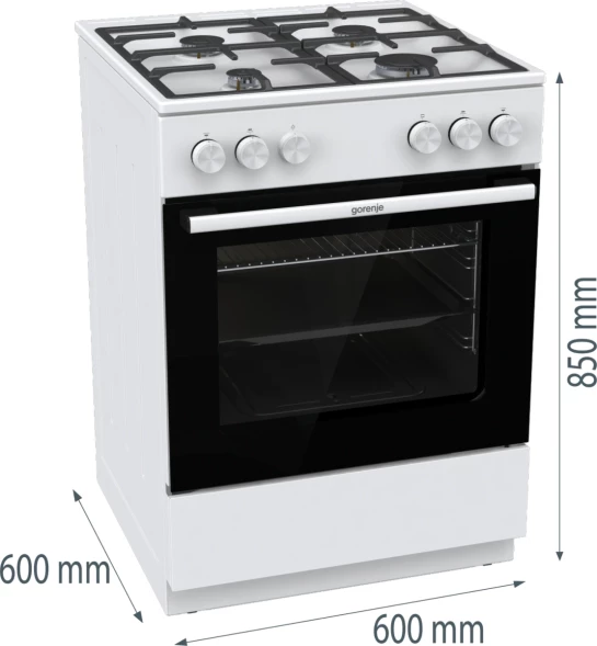 Плита Газовая Gorenje GG6A10WFFM белый (без крышки) реш.сталь