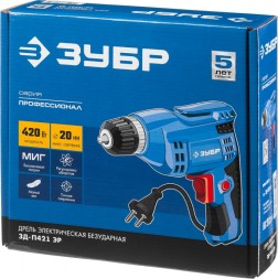 Дрель безударная Зубр ЗД-П421 ЭР 420Вт патрон:быстрозажимной реверс