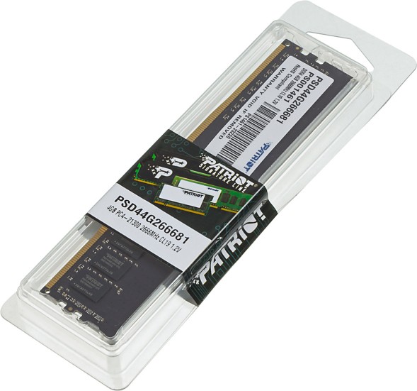 Память DDR4 4Gb 2666MHz Patriot PSD44G266681 Signature RTL PC4-21300 CL19 DIMM 288-pin 1.2В single rank Ret