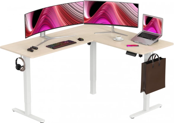 Стол для компьютера Cactus CS-EDXL-WWD столешница МДФ белый дуб каркас белый 140x72x60см