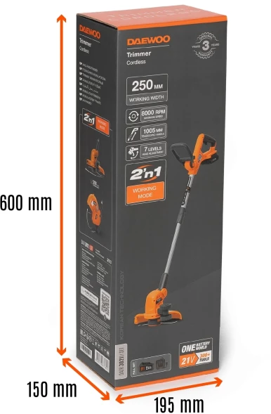 Триммер электрический Daewoo DATR 3021Li Set аккум. неразбор.штан. реж.эл.:леска