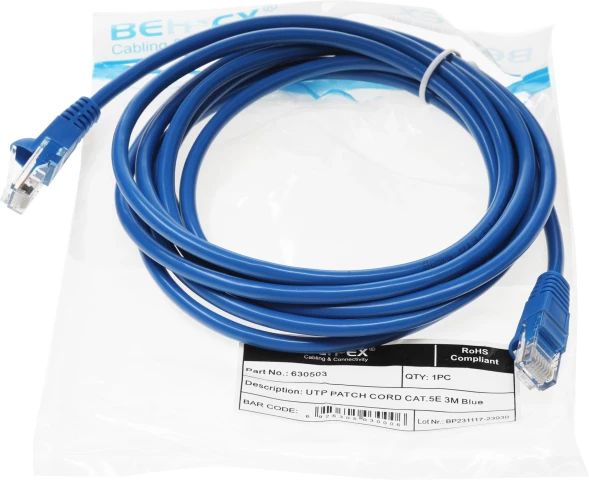 Патч-корд cat5E molded 3м синий RJ-45 (m)-RJ-45 (m)