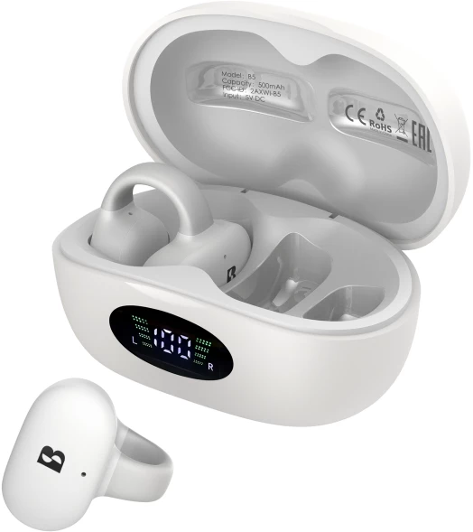 Гарнитура вкладыши A4Tech Biosong B5 TWS белый беспроводные bluetooth клипса (B5)